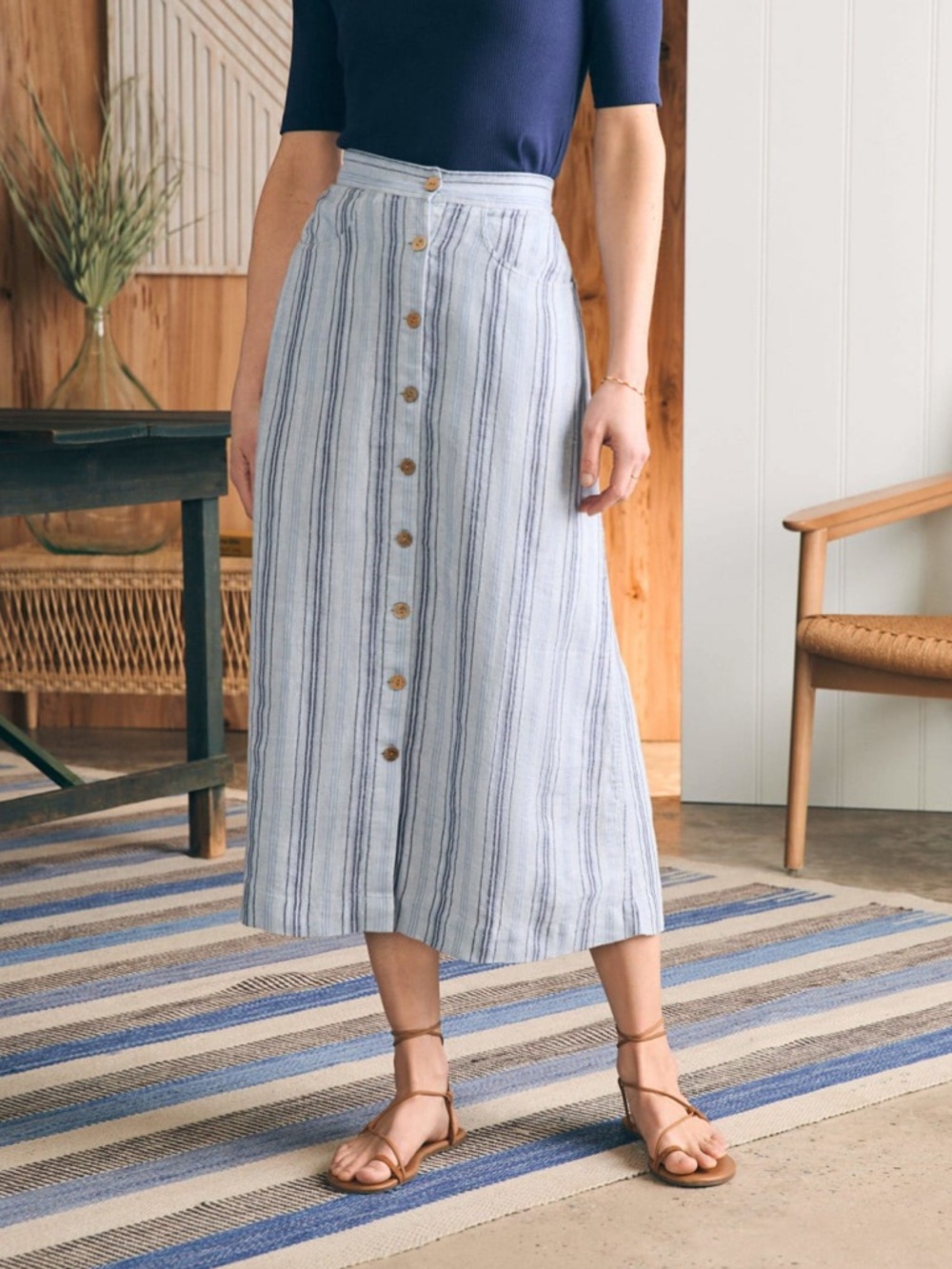 NWT Faherty La Jolla Skirt Day Lily Stripe, Small